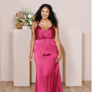 Revelry Fuscia Bridesmaid Satin Maxi Gown Size 10